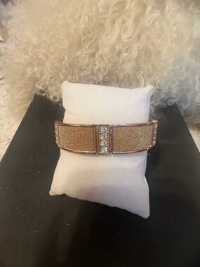 Rose Gold Glitter Bracelet with Clear Crystal Accent